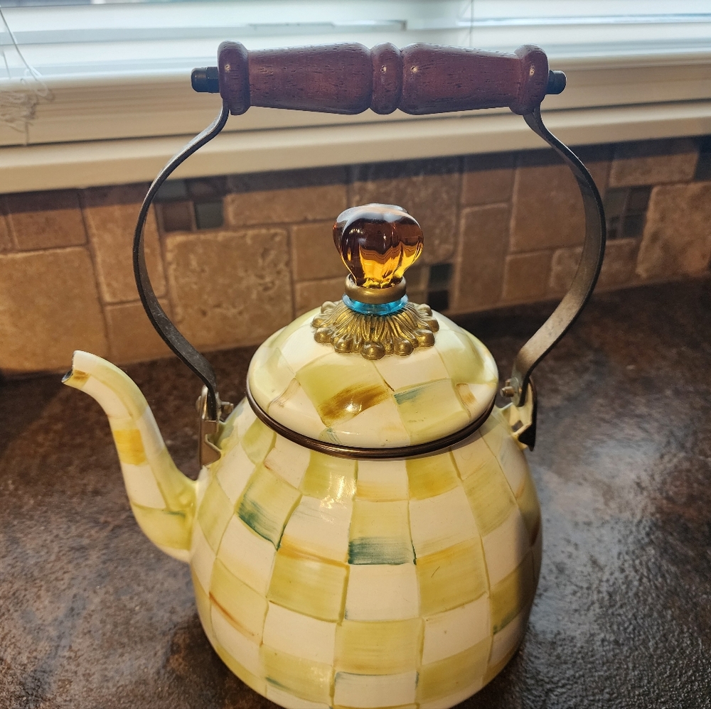 MacKenzie-Childs Parchment Check 2-Quart Tea Kettle